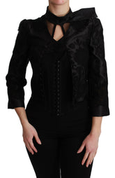 Dolce & Gabbana Black Floral Jacquard Blazer Silk Jacket -   -  Dolce & Gabbana.